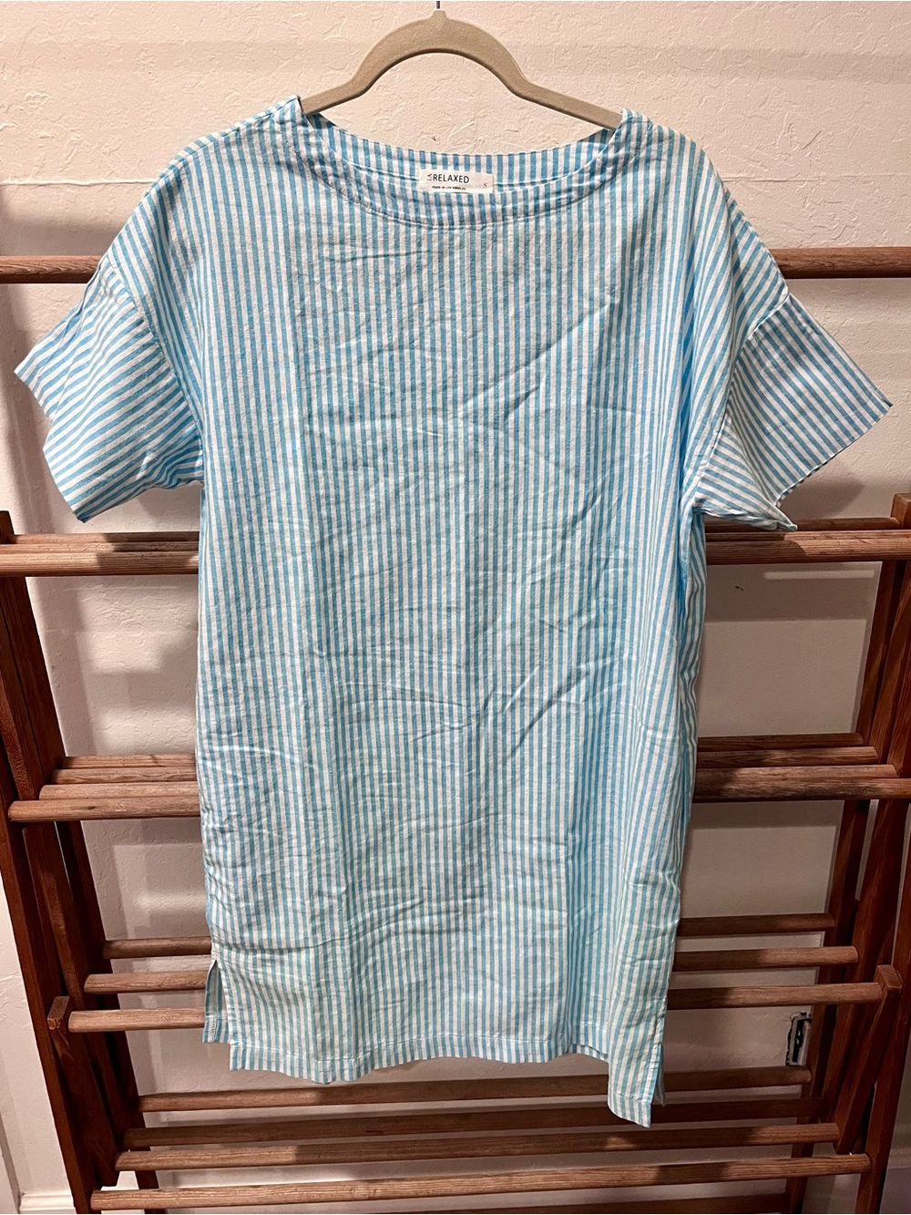LA Relaxed Blue & White Striped Cotton/Linen Dress